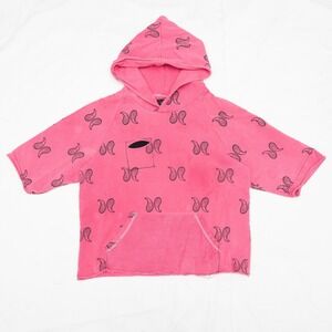 Rhude Pink Cropped Distressed Paisley Hoodie Size 2 / L